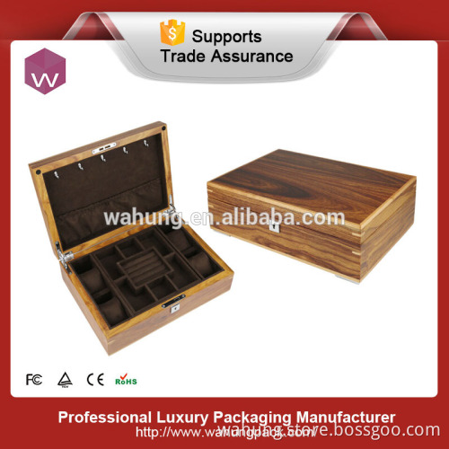 Elegant wooden jewellery box storage with key
